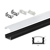 Set aluminijumski profil za LED trake 2m 17.5x7 mm crni