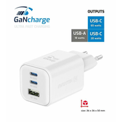 SWISSTEN NETWORK ADAPTER GaN 2x USB-C 65W PD 1x USB-A 18W QC BELA