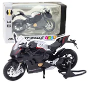 LEAN TOYS Motocikel športni kovinski, črn, srebrni vložki, V4, 1:12
