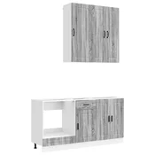 vidaXL Set omar s predalom s polico 5 pcs Siva Sonoma Konstruiran les