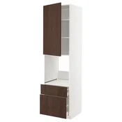 METOD/MAXIMERA Vsk omara za pečico+vr/2lč/1s/1v pr, bela/Sinarp rjava, 60x60x220 cm