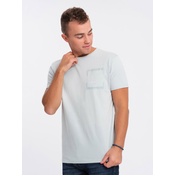 OMBRE Moška bombažna majica z žepom V10 OM-TSPT-0154 svetlo siva MDN124347 XXL