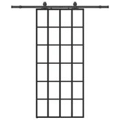 shumee vidaXL Drsna vrata z opremo črna 90x205 cm ESG steklo