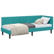 Vidaxl Kotna postelja z vzglavjem Turkizna 80 cm x 200 cm Žamet