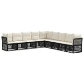 Sjedeca garnitura za vrt 9 pcs Crna poliratan