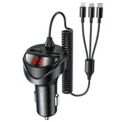 Autopunjac Usams Trio Charge s USB-C, Micro USB i Lighting izlazom i s dva USM ulaza