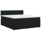 vidaXL Postelja boxspring z vzmetnico Črna 160 x 200 cm Blago