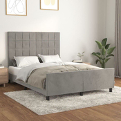 Greatstore Posteljni okvir z vzglavjem svetlo siv 140x190 cm žamet