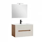 Trent kupaonski namještaj s keramickom umivaonicom od 80 cm (2 ladice) i ogledalom 60x80 cm sunset oak-white
