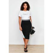 Trendyol Curve Black Color Block Midi Knitted Skirt
