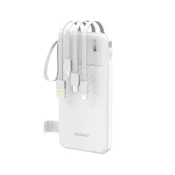 DUDAO K11 10000mAh prenosna baterija z vgrajenimi kabli - bela