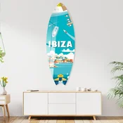 WallXpert dekorativna daska za surf od pleksiglasa Mvsf30M, ilustracija Ibice sa jahtama i obalom, 32 x 100 cm