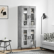 Greatstore Visoka komoda betonsko siva 69,5x34x180 cm inženirski les