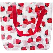 Plažna torba PVC prozorna z motivom jagod, vodoodporna ženska torbica za plažo in bazen, dimenzije 30x31x11 cm, lahka in trpežna poletna torba za kozmetiko ter osebne predmete, rdeč sadni dizajn