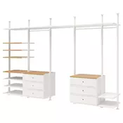 ELVARLI Kombinacija garderobera, bela/bambus, 385x51x222-350 cm