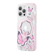 Kingxbar Kingxbar Butterfly Series magnetno ovitje iPhone 14 Plus MagSafe ovitek z metulji roza
