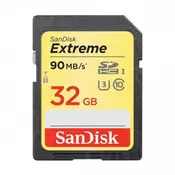 SDHC SANDISK 32GB EXTREME, 90/40MB/s, UHS-I Speed Class 3 (U3), V30 (SDSDXVE-032G-GNCIN) (141369)