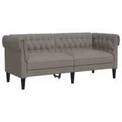 Vidaxl Kavč dvosed Chesterfield taupe tkanina