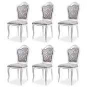 Casa Padrino luxury baroque dining chair set of 6 gray/white H. 107 cm - Baroque dining room furniture