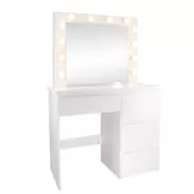 CHOMIK Kozmetična toaletna mizica v beli barvi z osvetlitvijo in 4 predali 94x43x140 cm *4868