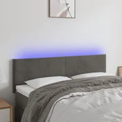 Vidaxl vidaXL Vzglavje postelje z LED diodo temno sivo 144x5x78/88 cm žamet