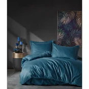 Stripe - Plavi Satenski Set Posteljine Super King