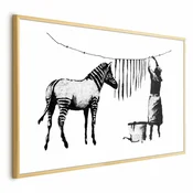 Plakat - Banksy: Zebra Washing 42x29.7 Zlatni okvir