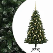 Vidaxl Umjetno božično drevo z okrasnimi kroglami 120 cm 150 LED