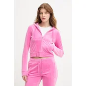 Juicy Couture pulover s kapuco ženski velur MADISON COL OUT
