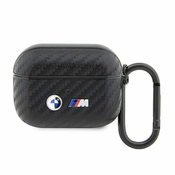 Maska BMW AirPods Pro futrola crna Carbon Double Metal Logo (BMAPWMPUCA2)