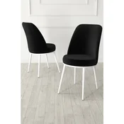 Hanah Home set trpezarijskih stolica Jaxe 2 kom, crna tkanina Babyface, bele metalne noge