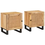 vidaXL Nočna omarica 2 pcs Naravna 40 x 33,5 x 46 cm Masiven les manga