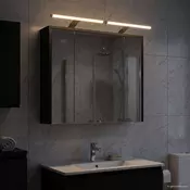 vidaXL Kopalniška ogledalna omara Črna Orehovina 73,5 x 16 x 62,5 cm