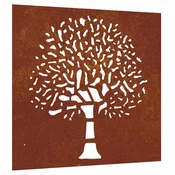 Vidaxl Vrtna stenska dekoracija 55x55 cm corten jeklo drevo