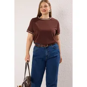 Trendyol Curve Ženska majica Tbbss25Bf00050, Braon