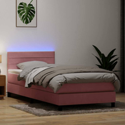 vidaXL vidaXL Box spring postelja z vzmetnico roza 90x210 cm žamet, (21792937)