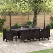 vidaXL Zunanja Miza Rjava 250x100x73 cm Poly Rattan