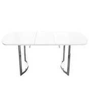 SONNENH Raztegljiva jedilna miza, 180 x 80 x 75 cm, bela, srebrne noge, MDF, dolžina 140–180 cm, za vsakodnevne obroke v kuhinji ali jedilnici