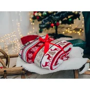 Božicna crveno-bijela mikropliš deka s imitacijom ovcjeg krzna WINTER DELIGHT Dimenzije: 220 x 240 cm