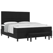 vidaXL vidaXL postelja z vzmetnico in klopi črna 180x200 cm tkanina, (22083715)