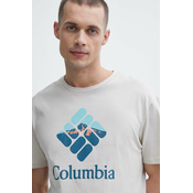 Pamucna majica Columbia boja: bež, s tiskom