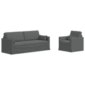 Vidaxl Kavčna garnitura 2 szt. Temno siva 198 x 78 x 80 cm blago