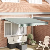 Skrovita tenda Zelena i bijela 350 x 250 cm Poliester i celik