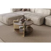 Klubska mizica PURO, premer 70 cm, bež/oreh