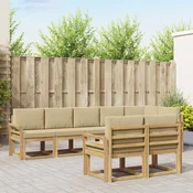 Set vanjskih sofa s jastukom 8 pcs Bijela i bež Poliester