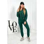 Set of 3in1 sweatshirt with press studs + top + green pants