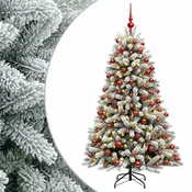 Vidaxl Umjetno božično drevo z okrasnimi kroglami 180 cm 300 LED