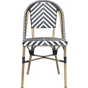 Casa Padrino luxury dining chair white/black/beige 49 x 46 x H. 91 cm - Luxury rattan garden chair - Dining room furniture - Garden furniture - Rattan furniture - Luxury furniture