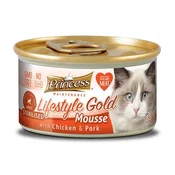 Princess Lifestyle Gold Mousse - PIŠČANEC & SVINJINA za sterilizirane mačke, 85g