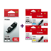 Canon-Komplet kartuš Canon CLI-551 XL (BK/C/M/Y) + PGI-550BK XL (črna), original